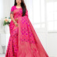 Vedant Vastram Litchi Silk Designer Banarasi Saree - Pink | Swadesiicart