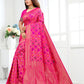 Vedant Vastram Litchi Silk Designer Banarasi Saree - Pink | Swadesiicart