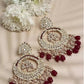 Jewel City Luxury Kundan Pearl Chandbali Earrings with Ruby Drops Traditional Wedding Statement Earrings | Swadesiicart