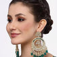 Jewel City Luxury Kundan Pearl Chandbali Earrings with Green Drops Traditional Wedding Statement Earrings | Swadesiicart