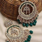 Jewel City Luxury Kundan Pearl Chandbali Earrings with Green Drops Traditional Wedding Statement Earrings | Swadesiicart