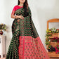 Vedant Vastram Litchi Silk Designer Banarasi Saree - Green | Swadesiicart
