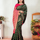 Vedant Vastram Litchi Silk Designer Banarasi Saree - Green | Swadesiicart