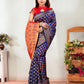 Vedant Vastram Litchi Silk Designer Banarasi Saree - Navy | Swadesiicart