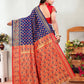 Vedant Vastram Litchi Silk Designer Banarasi Saree - Navy | Swadesiicart