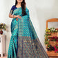 Vedant Vastram Litchi Silk Designer Banarasi Saree - Rama | Swadesiicart