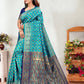 Vedant Vastram Litchi Silk Designer Banarasi Saree - Rama | Swadesiicart