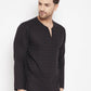 Even Apparels Black Viscose Men's Kurta With Slit Neckline | Swadesiicart