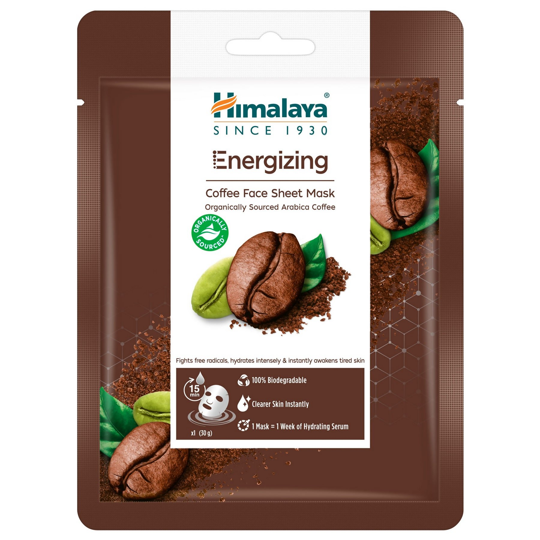 Himalaya Herbals Energizing Coffee Sheet Mask - Swadesiicart