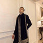 trueBrowns Black Velvet Embroidered Lace Shawl | Relove | Swadesiicart