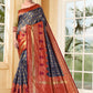 Vedant Vastram Litchi Silk Designer Banarasi Saree - Navy Blue | Swadesiicart