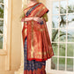 Vedant Vastram Litchi Silk Designer Banarasi Saree - Navy Blue | Swadesiicart
