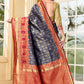Vedant Vastram Litchi Silk Designer Banarasi Saree - Navy Blue | Swadesiicart