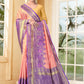 Vedant Vastram Litchi Silk Designer Banarasi Saree - Peach | Swadesiicart