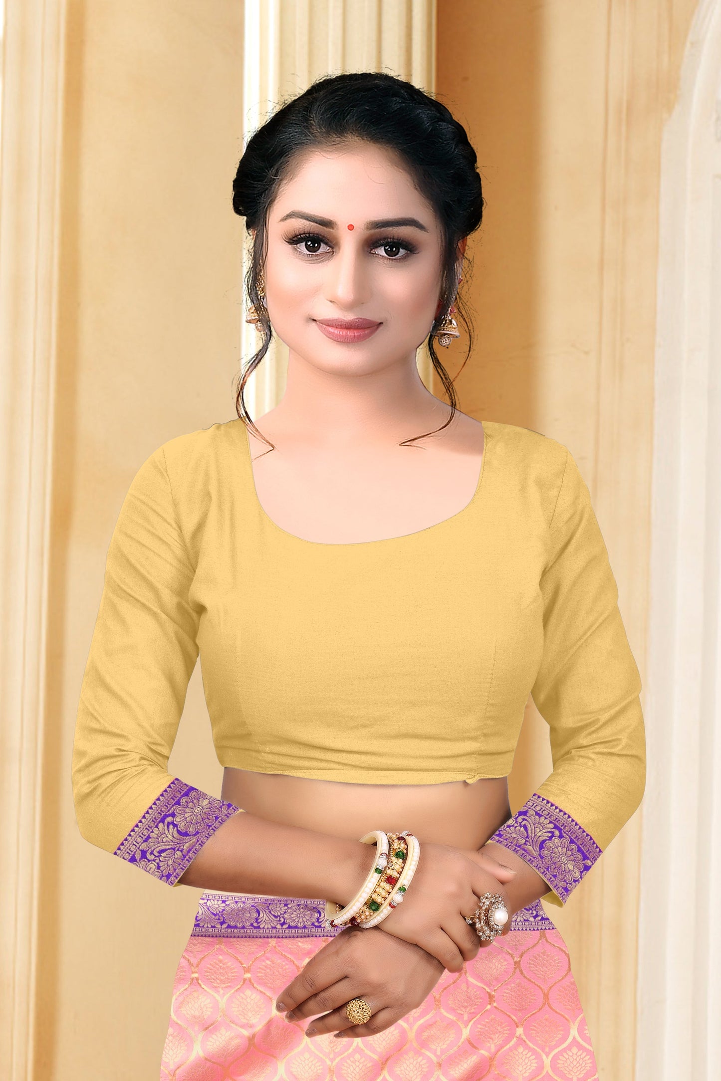 Vedant Vastram Litchi Silk Designer Banarasi Saree - Peach | Swadesiicart