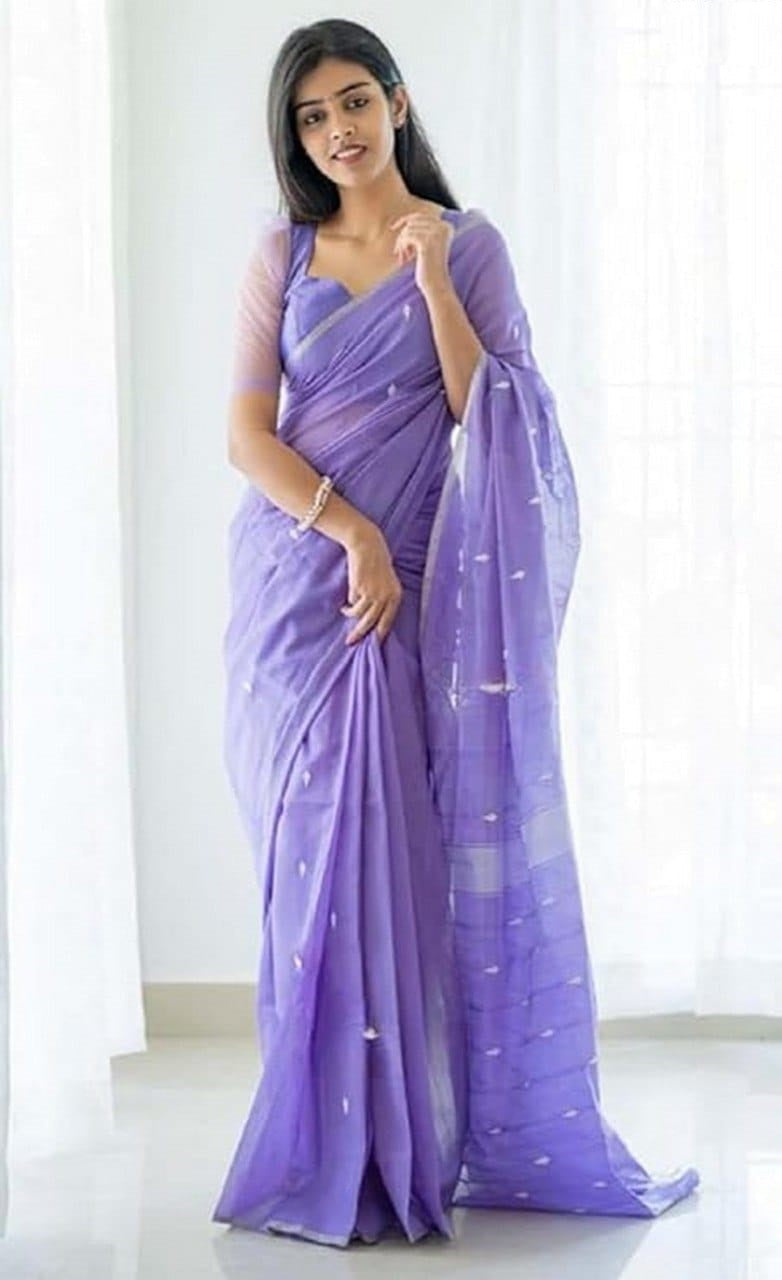 Vamika Weaving Banarasi Jacquard Blue Kanjivaram Saree | Swadesiicart