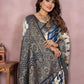 Anaita Navy Soft Satin Silk Saree With Zari Weaving Work