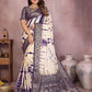 Anaita Violet Soft Satin Silk Saree With Zari Weaving Work