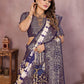 Anaita Violet Soft Satin Silk Saree With Zari Weaving Work