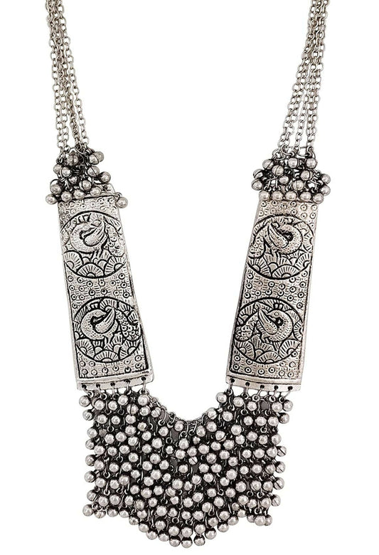 Mominos Fashion Joharkamal Oxidised Ghungroo Design Long Statement Necklace For Women & Girls | Swadesiicart