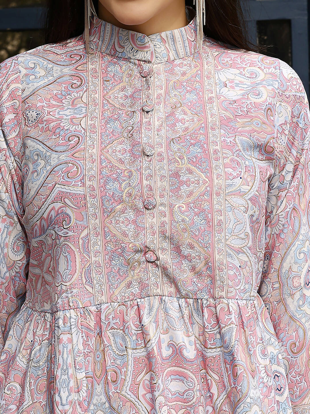 Light Pink Rayon Floral Printed Top with Matching Bottom - Eesha - Swadesiicart