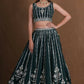 Bottlegreen Georgette Zari,Sequence Thread Embroidery Work Lehenga Choli - Jihu Culture