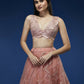 House of Panchhi Peach Net Sequinse Embroidered Lehenga & Blouse with Dupatta | Swadesiicart