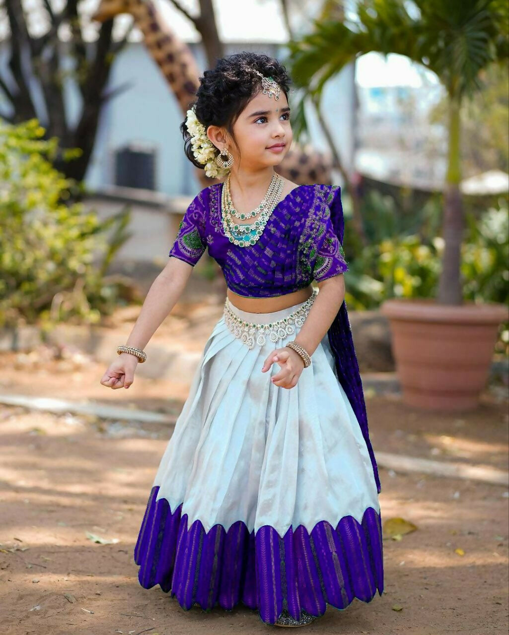 Jyoti Fashion Classy Blue Heavy Chenille Sequins Embroidered Kids Lehenga Choli Set | Swadesiicart