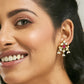 Nuyug 22K Gold-Plated Elegant Kundan & Ruby Stone Studded & Beaded Studs | Swadesiicart