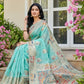 Anaita Sky Blue Linen Woven Work Saree With Blouse