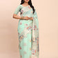Anaita Sky Blue Linen Woven Work Saree With Blouse
