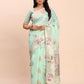 Anaita Sky Blue Linen Woven Work Saree With Blouse