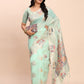 Anaita Sky Blue Linen Woven Work Saree With Blouse