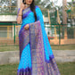 Anaita Sky Blue Woven Design Pure Bandhej Kanjivaram Soft Silk Saree