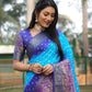 Anaita Sky Blue Woven Design Pure Bandhej Kanjivaram Soft Silk Saree