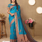 Lorenvalley Fashion Skyblue Soft Silk Copper Zari weaving Design Saree - Swadesiicart