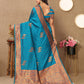 Lorenvalley Fashion Skyblue Soft Silk Copper Zari weaving Design Saree - Swadesiicart