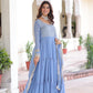 Lorenvalley Fashion Skyblue Faux Georgette with Zari & Sequins Embroidered Work Anarkali Gown with Dupatta - Swadesiicart