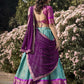 Lorenvalley Skyblue Kanchipuram Zari Weaving Work Lehenga Choli with Dupatta | Swadesiicart