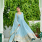 Lorenvalley Fashion Skyblue Faux Georgette with Embroidered work Anarkali Gown with Dupatta - Swadesiicart