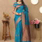 Lorenvalley Fashion Skyblue Soft Silk Copper Zari weaving Design Saree - Swadesiicart