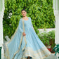 Lorenvalley Fashion Skyblue Faux Georgette with Embroidered work Anarkali Gown with Dupatta - Swadesiicart