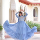 Lorenvalley Fashion Skyblue Faux Georgette with Zari & Sequins Embroidered Work Anarkali Gown with Dupatta - Swadesiicart