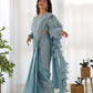 Lorenvalley Ready to wear Jimmy Choo Organza Fabric Border Lace Work Predrapped Saree - Swadesiicart