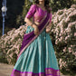 Lorenvalley Skyblue Kanchipuram Zari Weaving Work Lehenga Choli with Dupatta | Swadesiicart