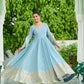 Lorenvalley Fashion Skyblue Faux Georgette with Embroidered work Anarkali Gown with Dupatta - Swadesiicart