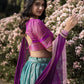 Lorenvalley Skyblue Kanchipuram Zari Weaving Work Lehenga Choli with Dupatta | Swadesiicart