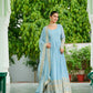 Lorenvalley Fashion Skyblue Faux Georgette with Embroidered work Anarkali Gown with Dupatta - Swadesiicart