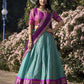 Lorenvalley Skyblue Kanchipuram Zari Weaving Work Lehenga Choli with Dupatta | Swadesiicart