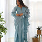 Lorenvalley Ready to wear Jimmy Choo Organza Fabric Border Lace Work Predrapped Saree - Swadesiicart